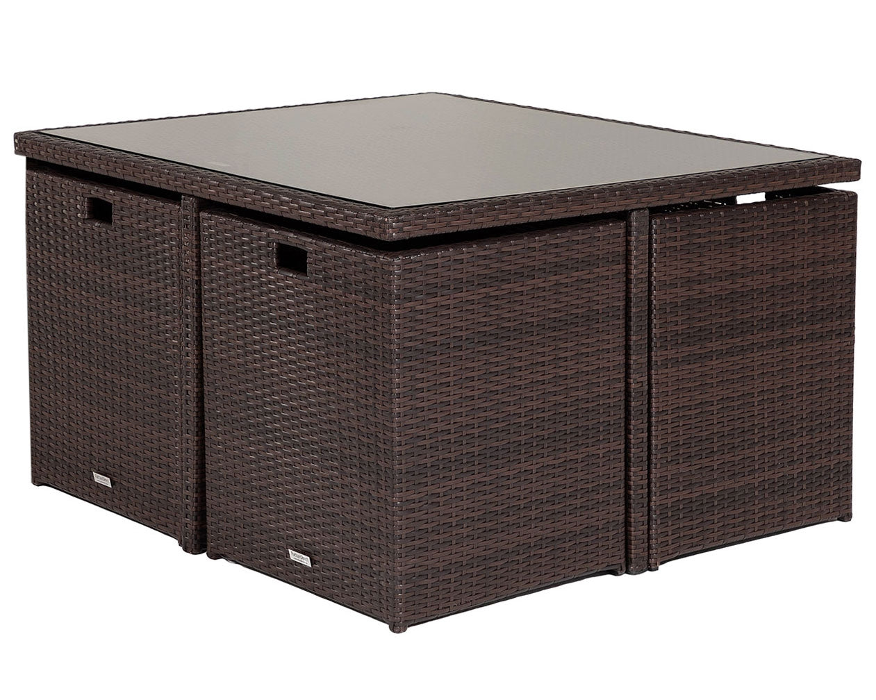 Barcelona 4 Seater Cube Set in Brown and Cream