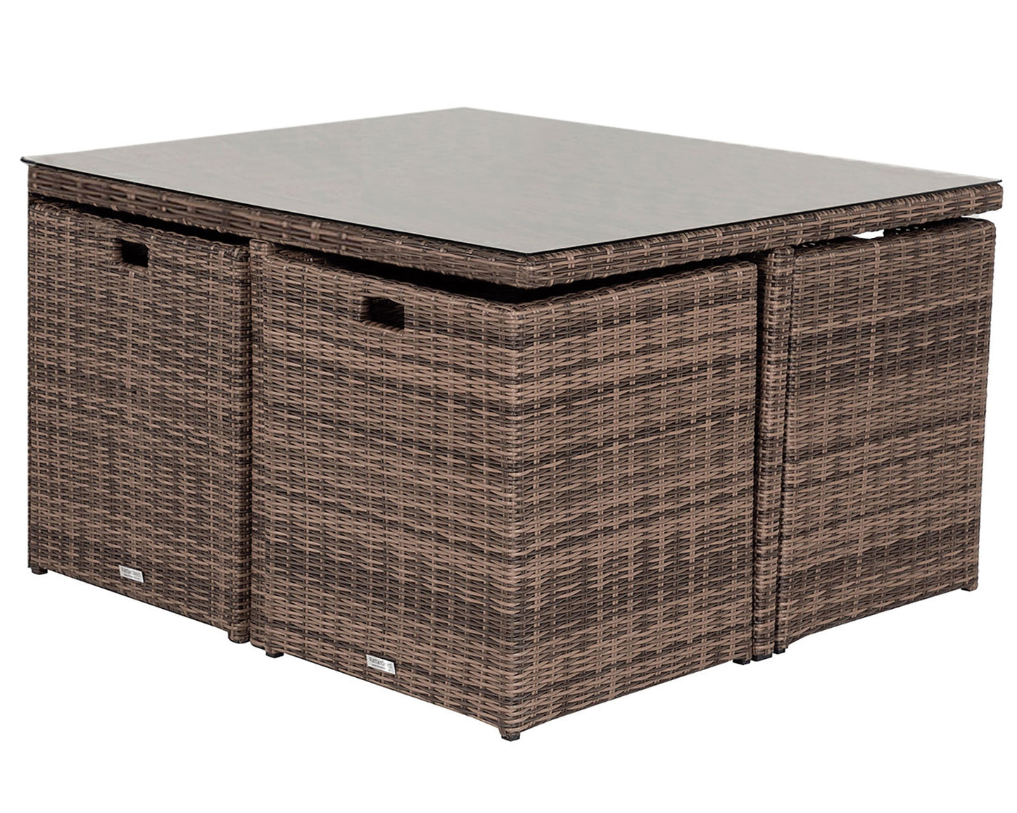 Barcelona 4 Seater Cube Set With Footstools in Truffle Brown and Cream