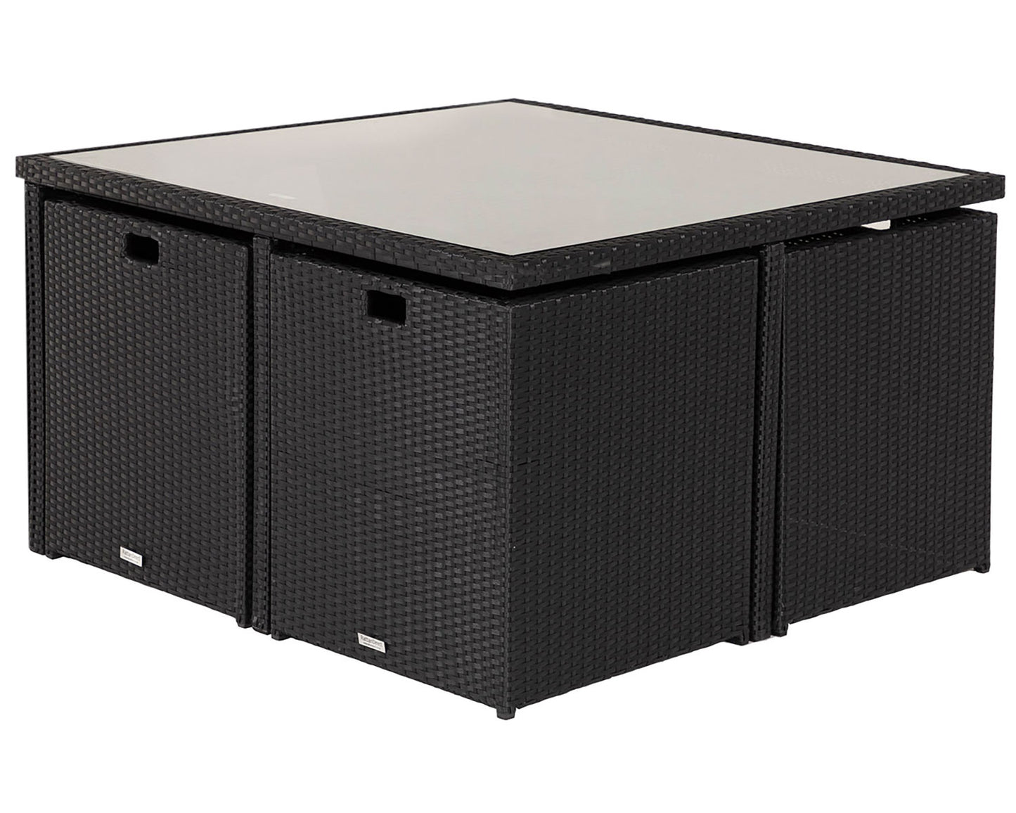 Barcelona 4 Seater Cube Set With Footstools in Black and Vanilla