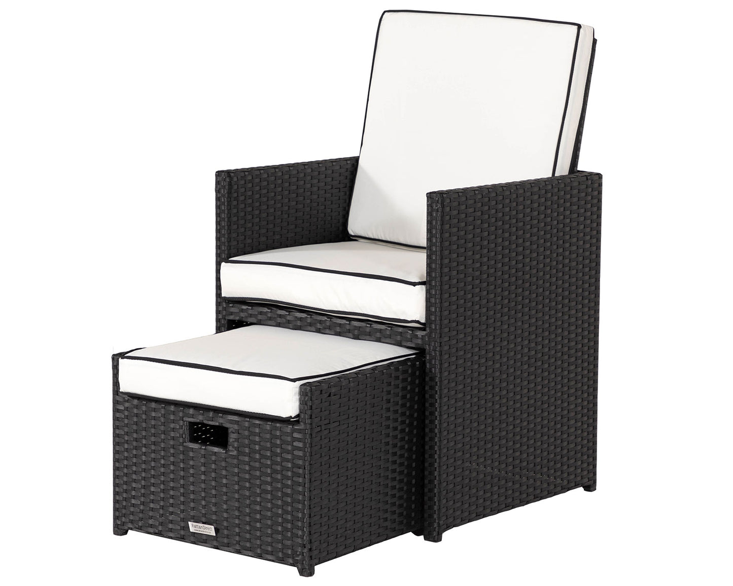 Barcelona 4 Seater Cube Set With Footstools in Black and Vanilla