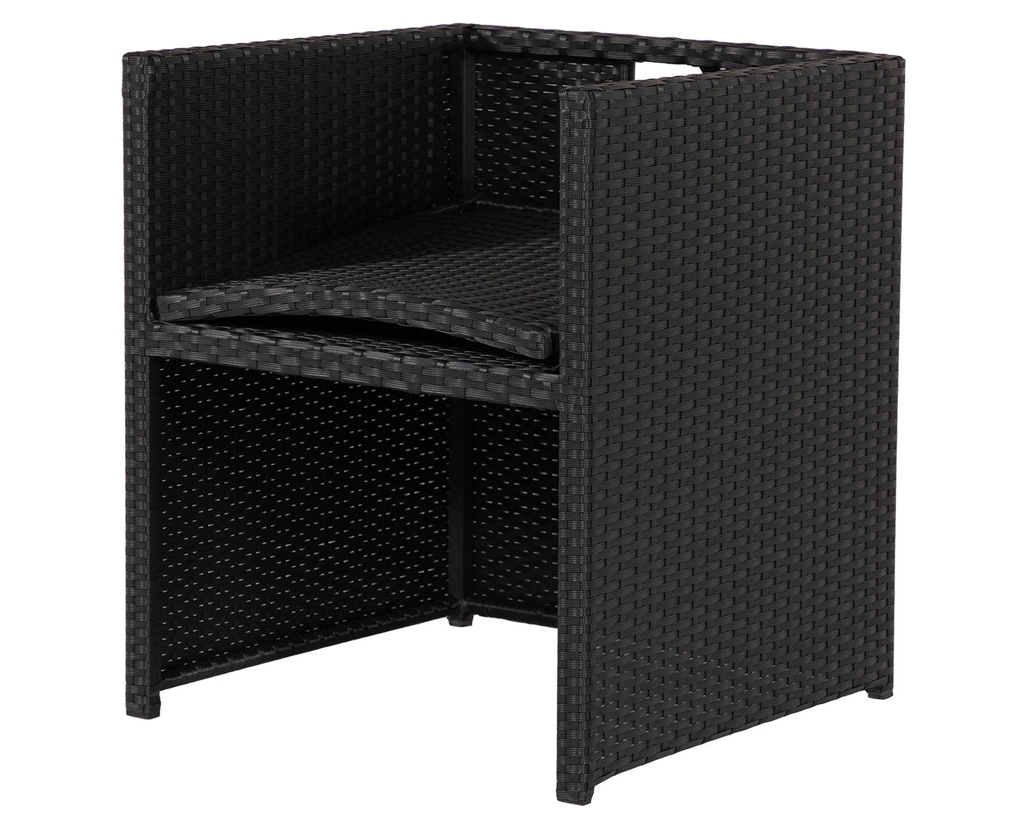 Barcelona 4 Seater Cube Set With Footstools in Black and Vanilla
