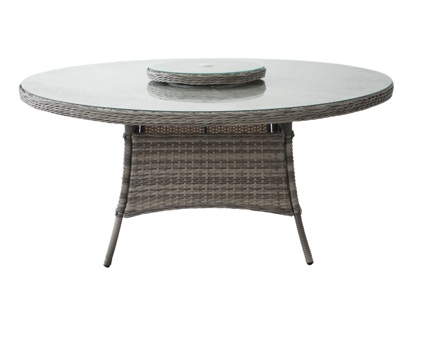 Riviera 6 Rattan Garden Dining Chairs and Large Round Table Set in Grey