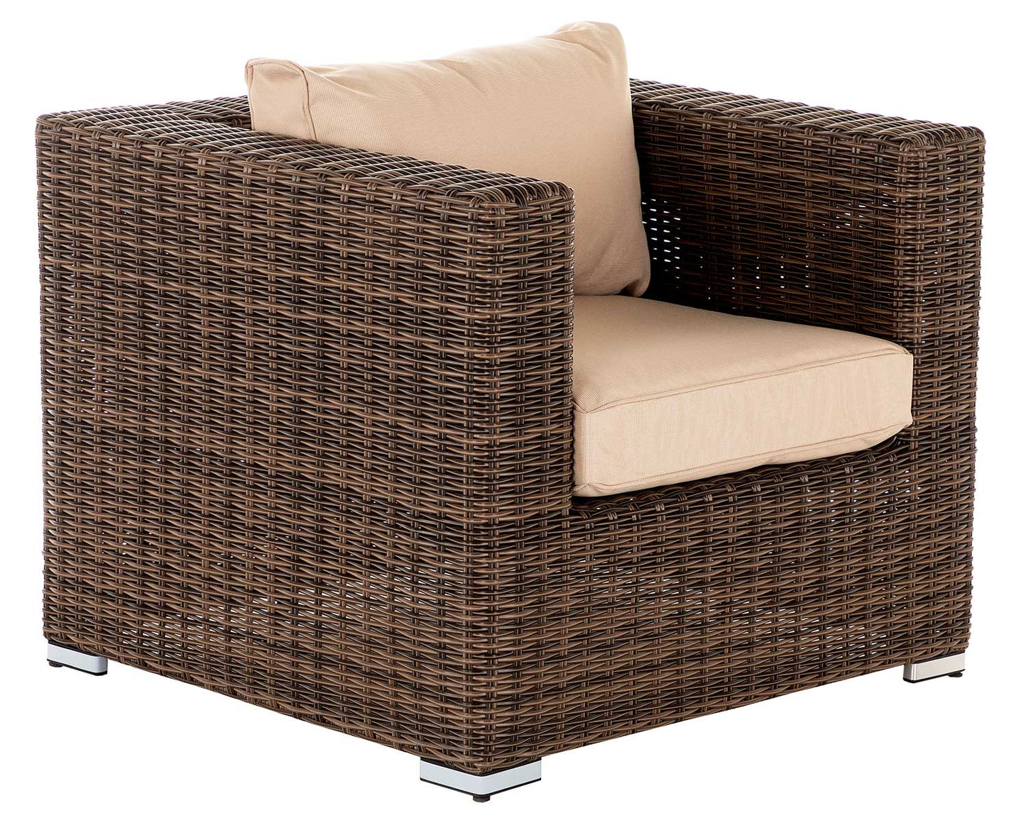 Ascot 2 Seater Rattan Garden Sofa Set in Premium Truffle Brown and Champagne