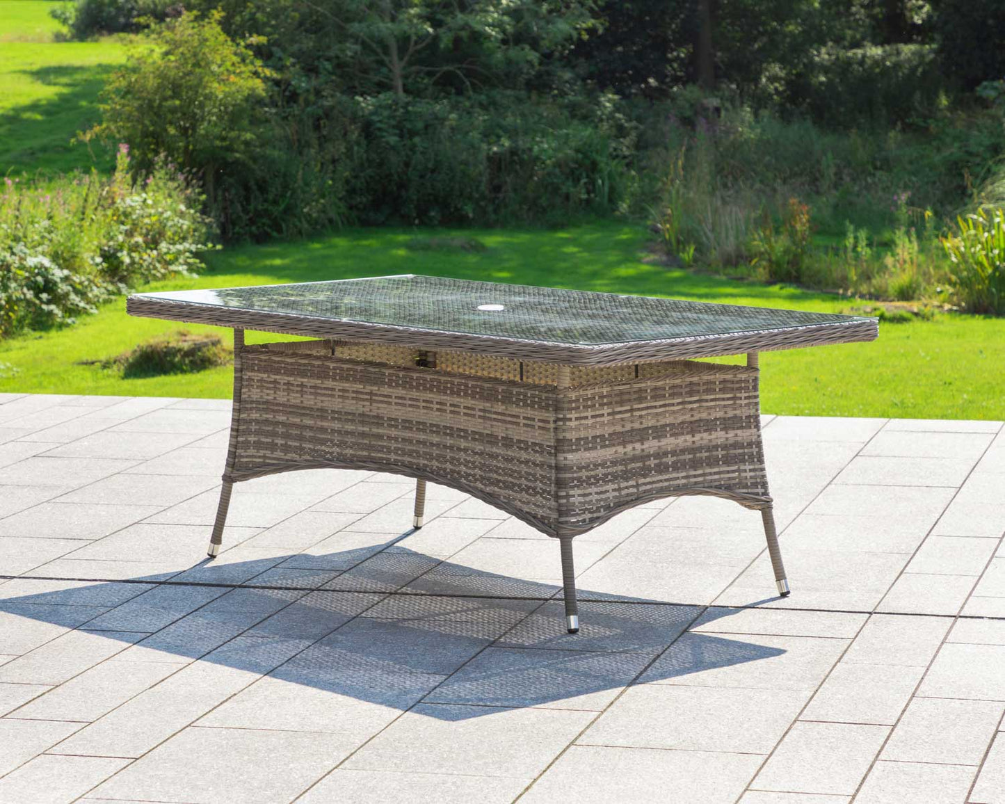 Cambridge 8 Rattan Chairs and Rectangular Dining Table Set in Grey