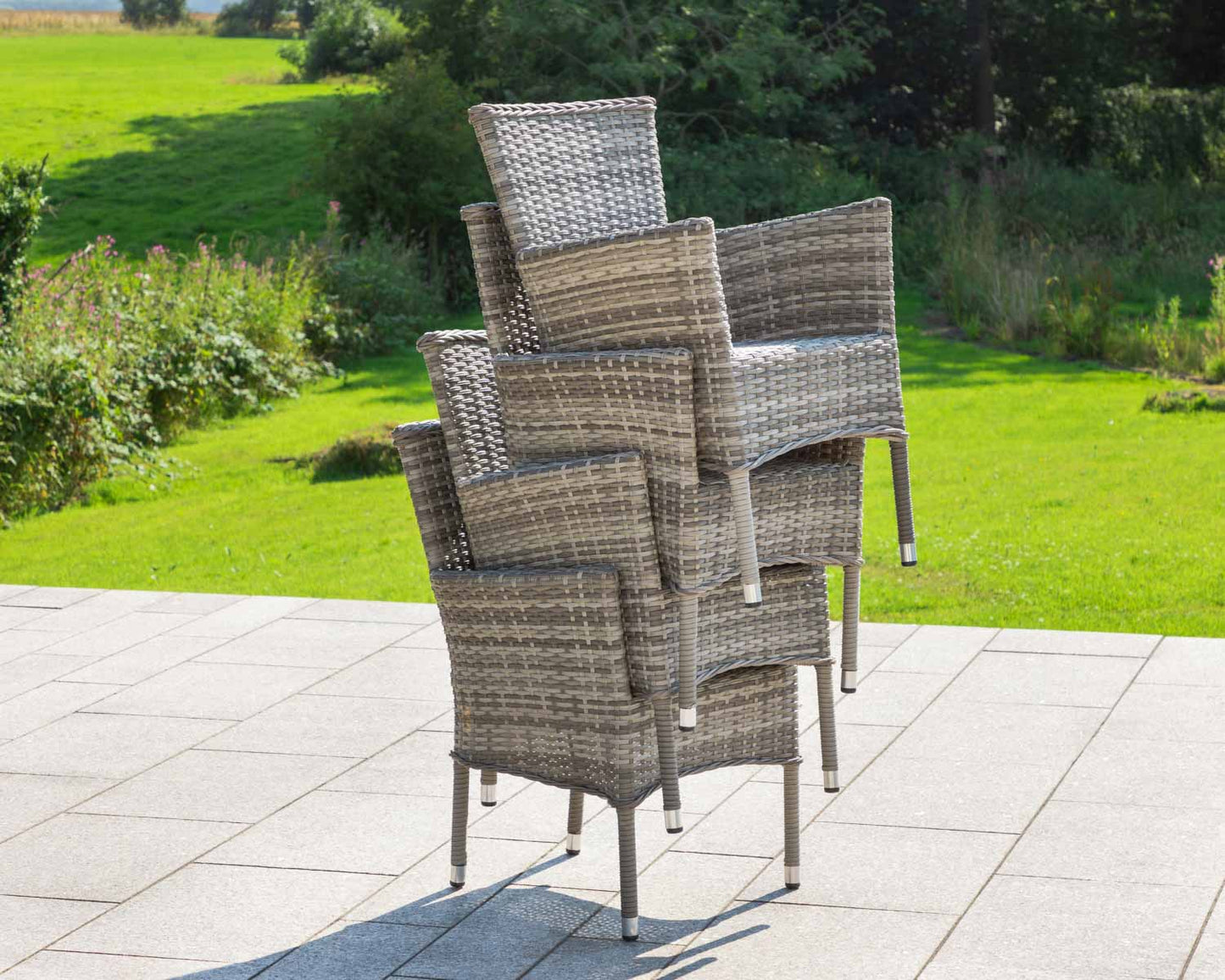 Cambridge 8 Rattan Chairs and Rectangular Dining Table Set in Grey