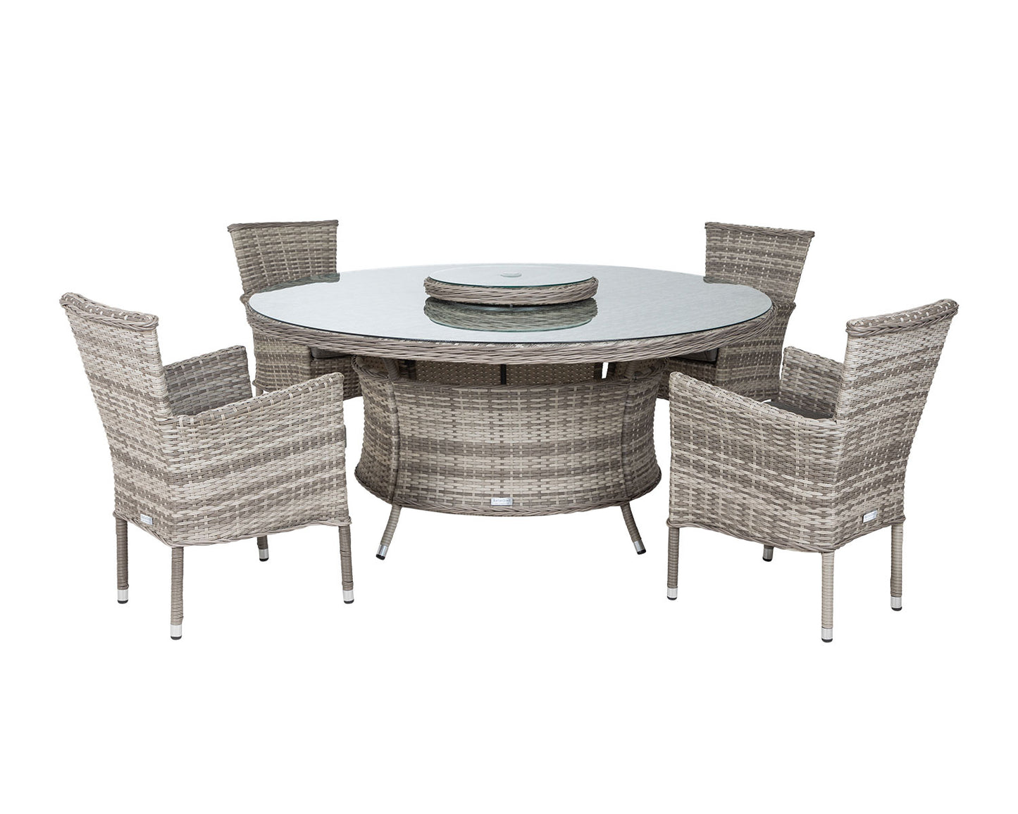 Cambridge 4 Chairs and Large Round Table Set in Grey