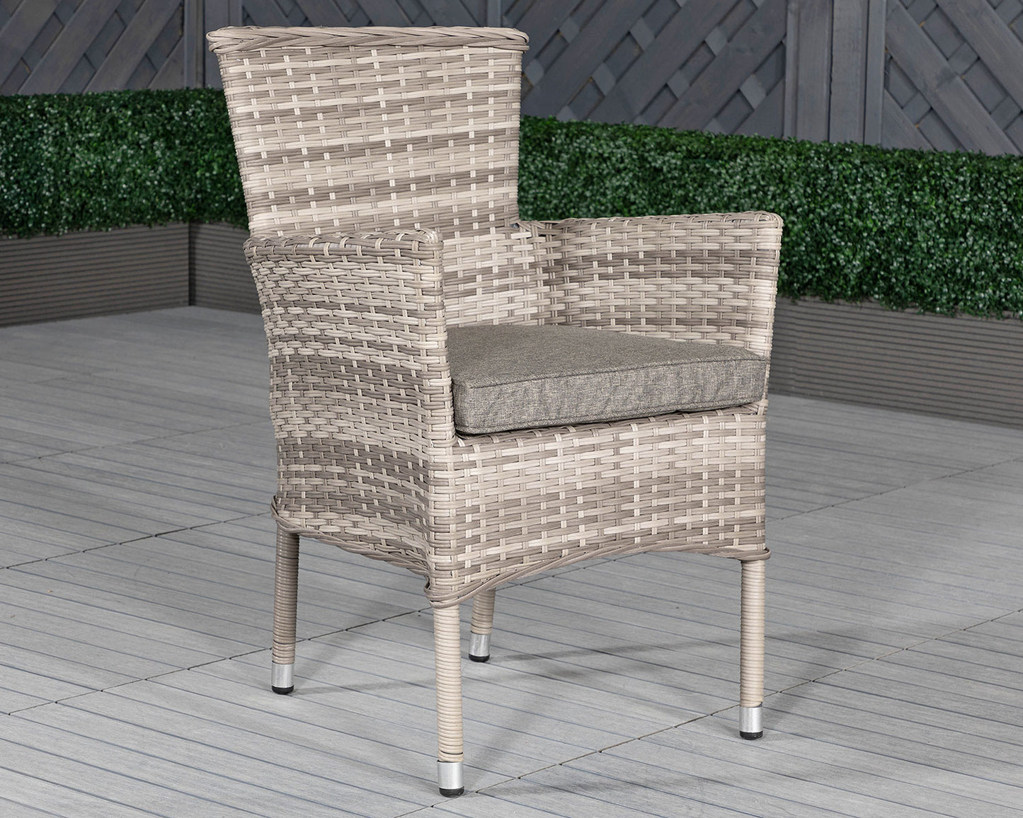 Cambridge 4 Rattan Chairs and Small Rectangular Dining Table Set in Grey