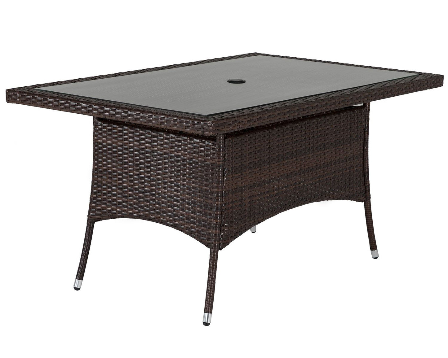 Cambridge 6 Rattan Garden Chairs and Small Rectangular Dining Table Set in Chocolate and Cream