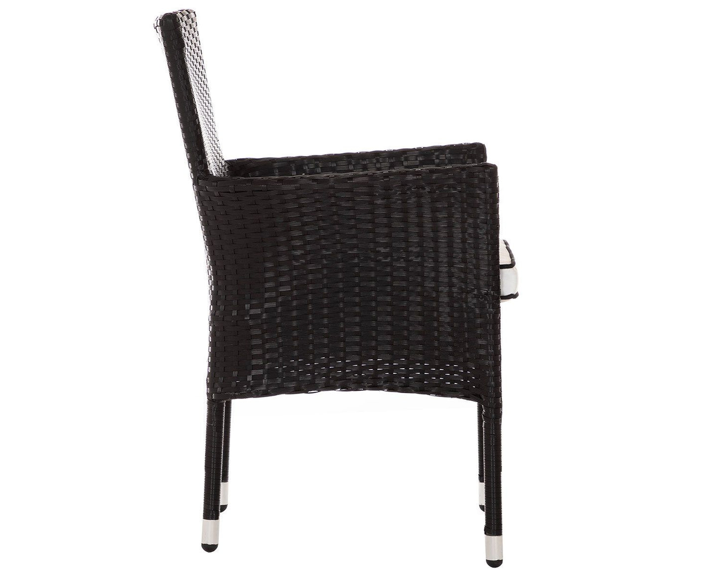 Cambridge Rattan Garden Bistro Round Set in Black and Vanilla