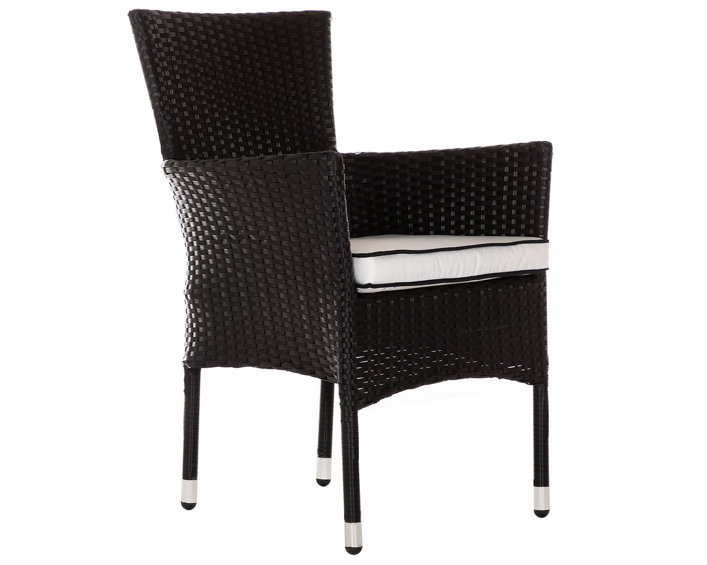 Cambridge Rattan Garden Bistro Square Set in Black and Vanilla