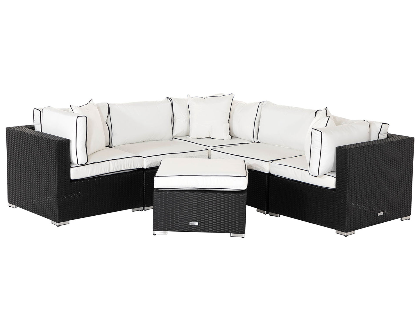 Florida 6 Piece Rattan Garden Corner Sofa Set in Black and Vanilla