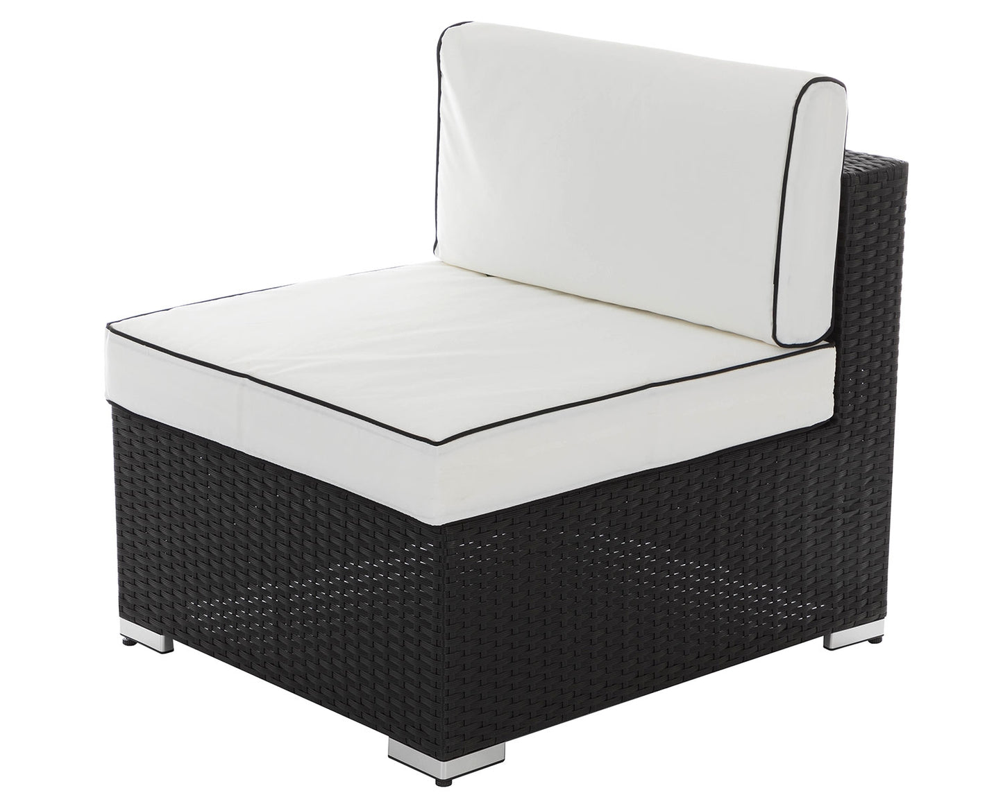Florida 6 Piece Rattan Garden Corner Sofa Set in Black and Vanilla
