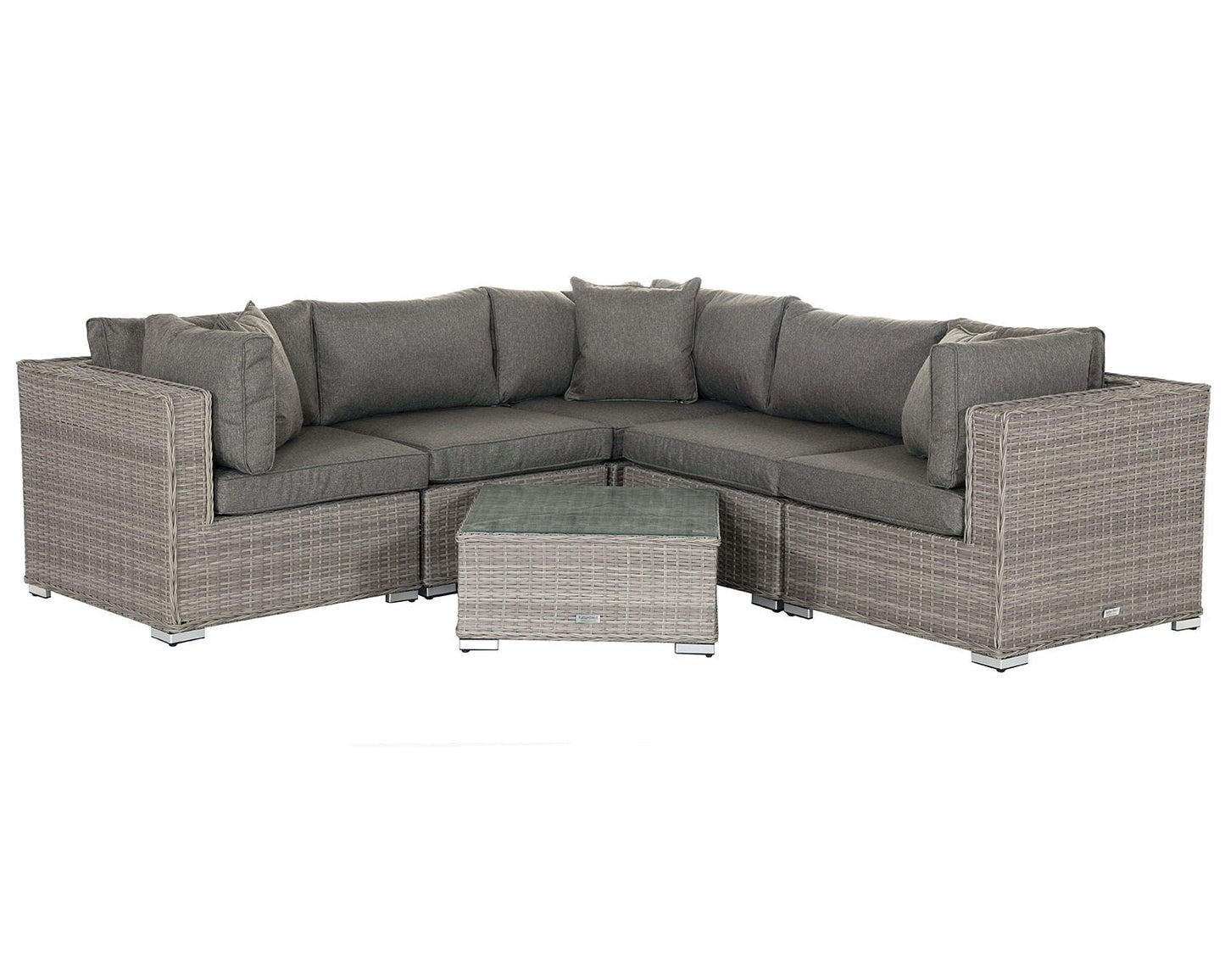 Florida 6 Piece Rattan Garden Corner Sofa Set in Grey