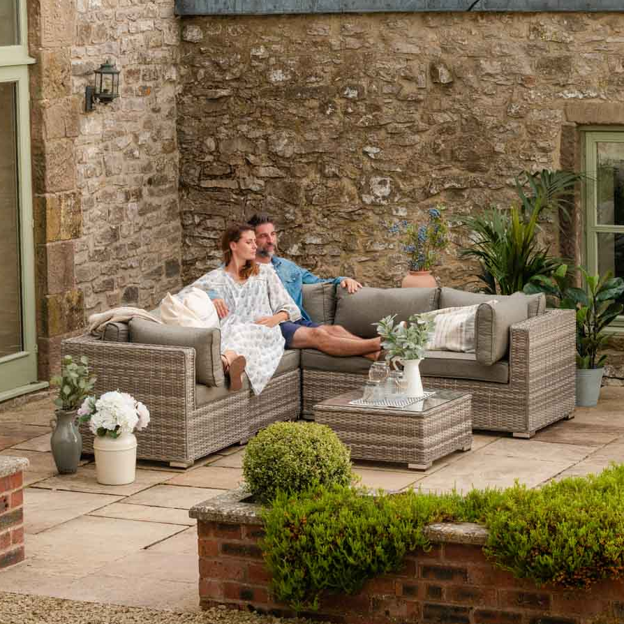 Florida 6 Piece Rattan Garden Corner Sofa Set in Grey
