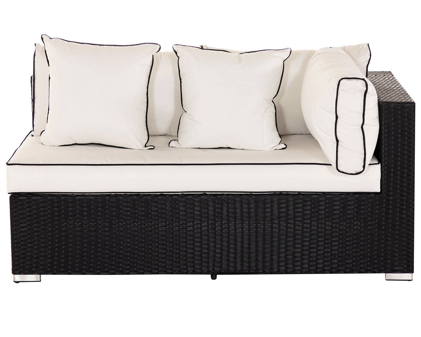 Monaco Rattan Garden Righthand Corner Sofa Set in Black and Vanilla