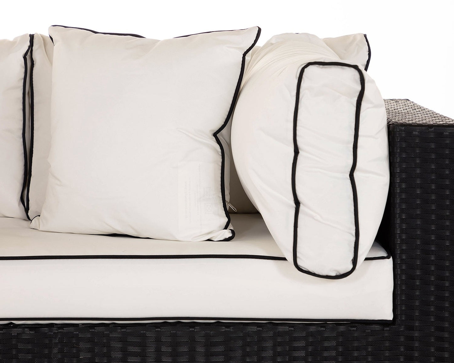 Monaco Rattan Garden Righthand Corner Sofa Set in Black and Vanilla