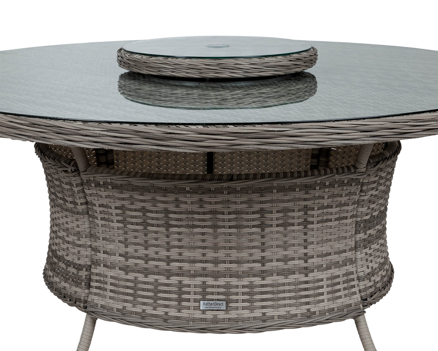 Marseille 6 Rattan Garden Dining Chairs and Large Round Table with Lazy Susan in Grey