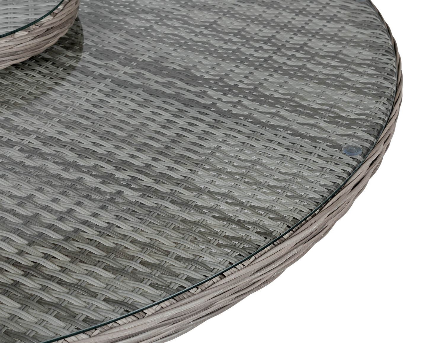 Marseille 6 Rattan Garden Dining Chairs and Large Round Table with Lazy Susan in Grey