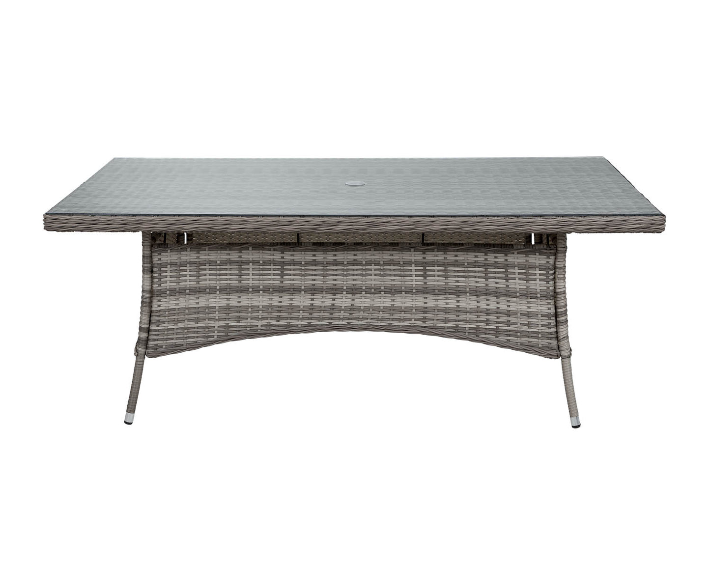 Marseille 6 Rattan Garden Dining Chairs and Large Rectangular Table in Grey