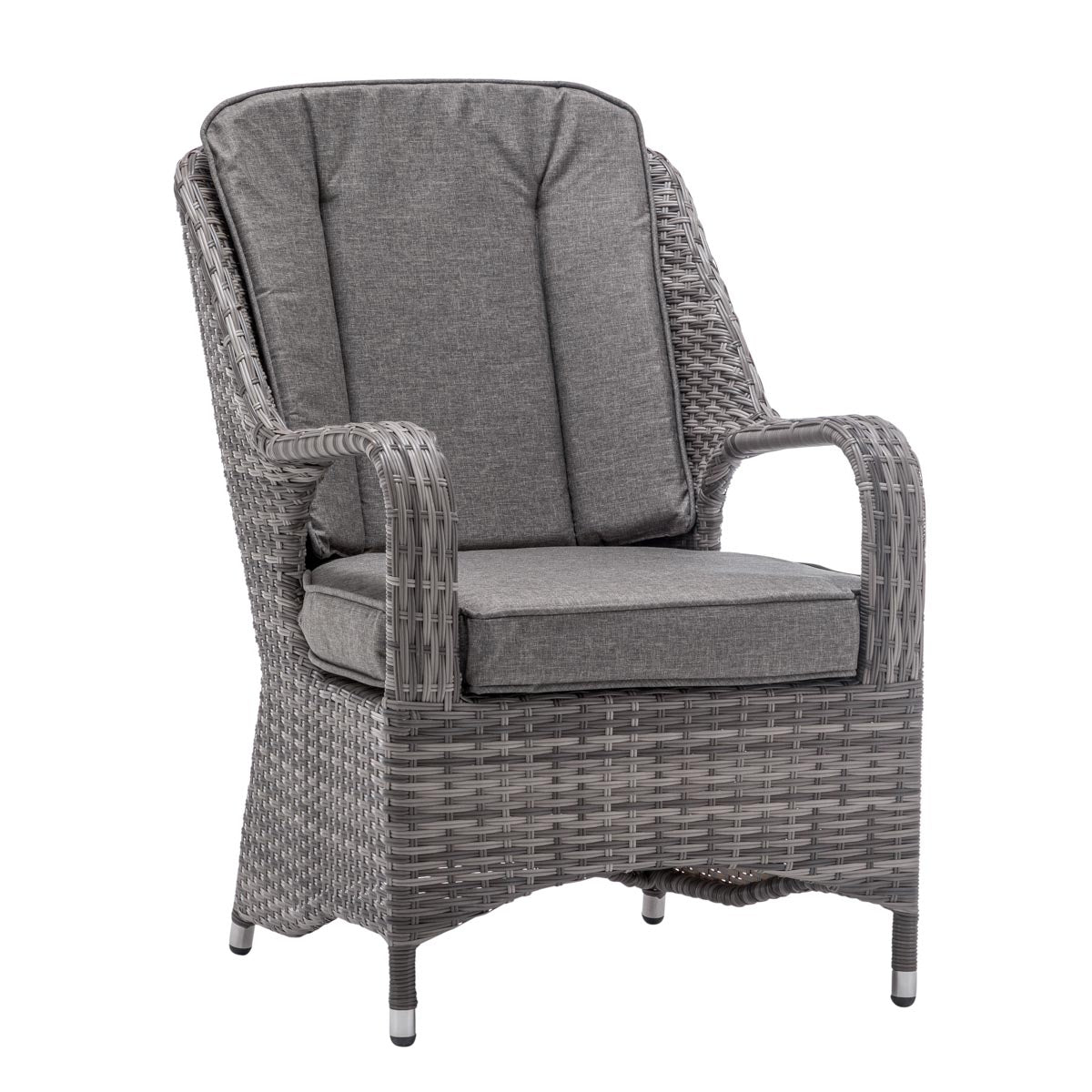 Marseille 4 Rattan Garden Dining Chairs and Rectangular Table in Grey