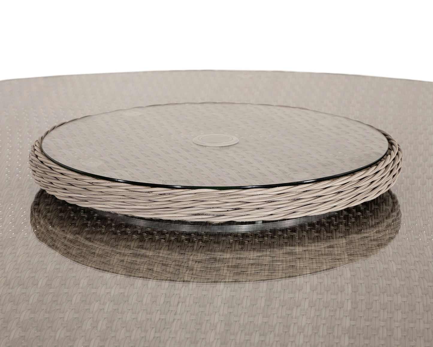 Riviera 6 Rattan Garden Dining Chairs and Large Round Table Set in Grey