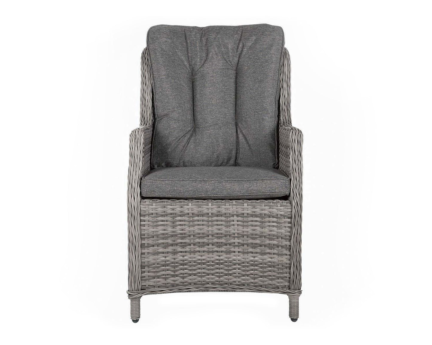 Riviera 4 Rattan Garden Chairs and Square Fire Pit Dining Table in Grey