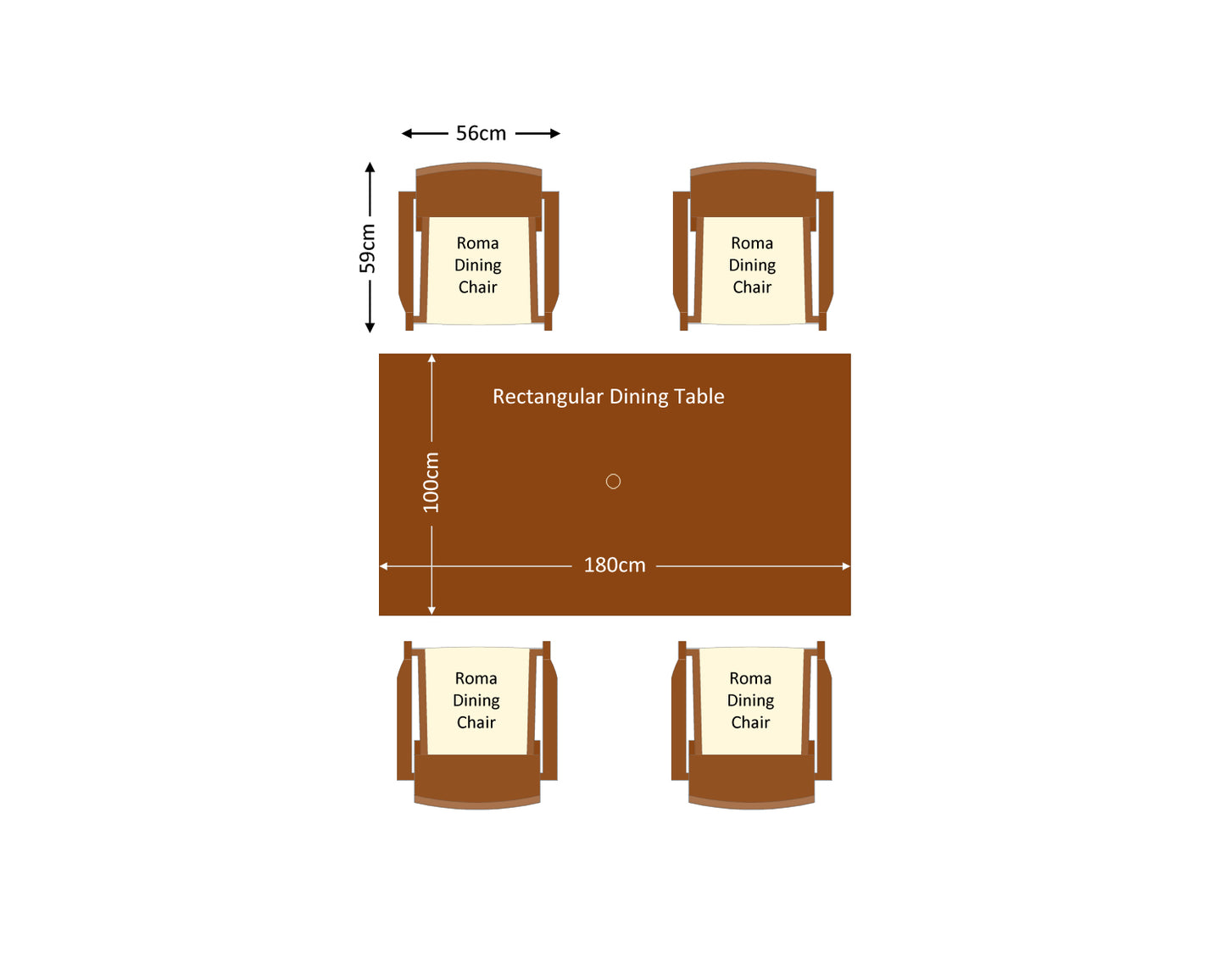 Roma 4 Rattan Garden Chairs and Rectangular Table Set in Chocolate and Cream