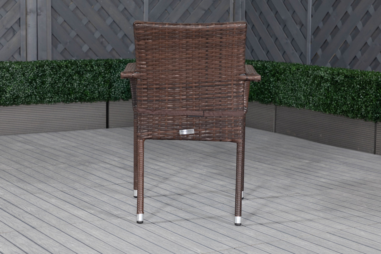 Roma 4 Rattan Garden Chairs and Rectangular Table Set in Chocolate and Cream