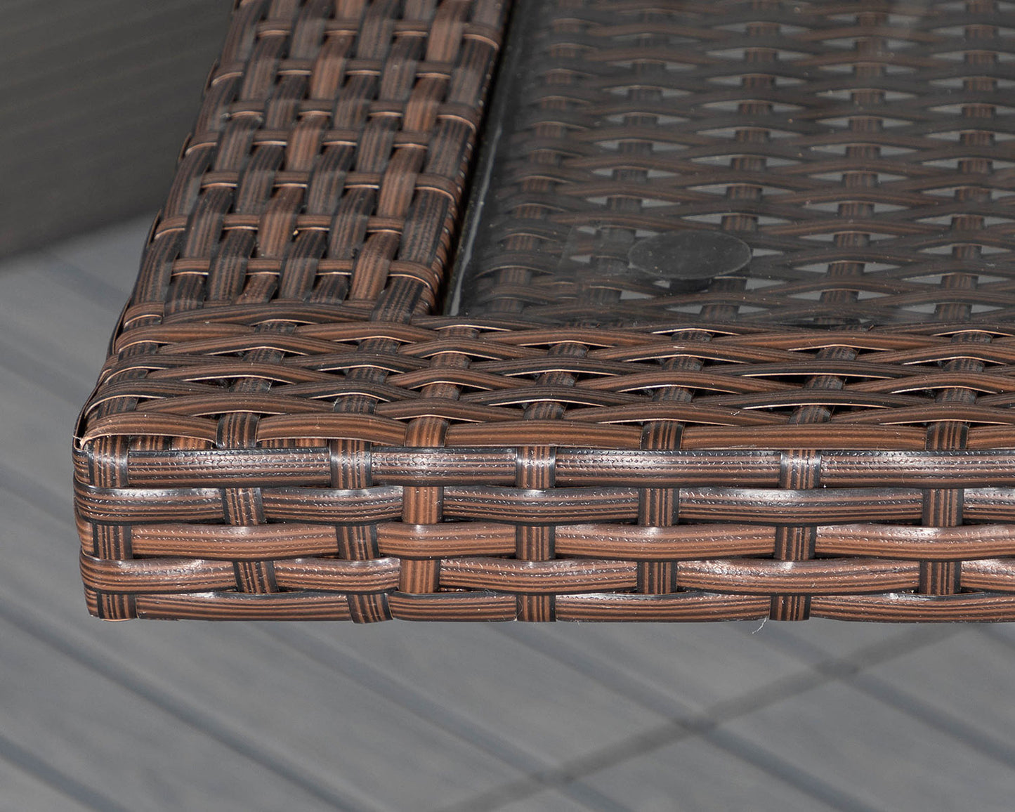 Roma 4 Rattan Garden Chairs and Rectangular Table Set in Chocolate and Cream