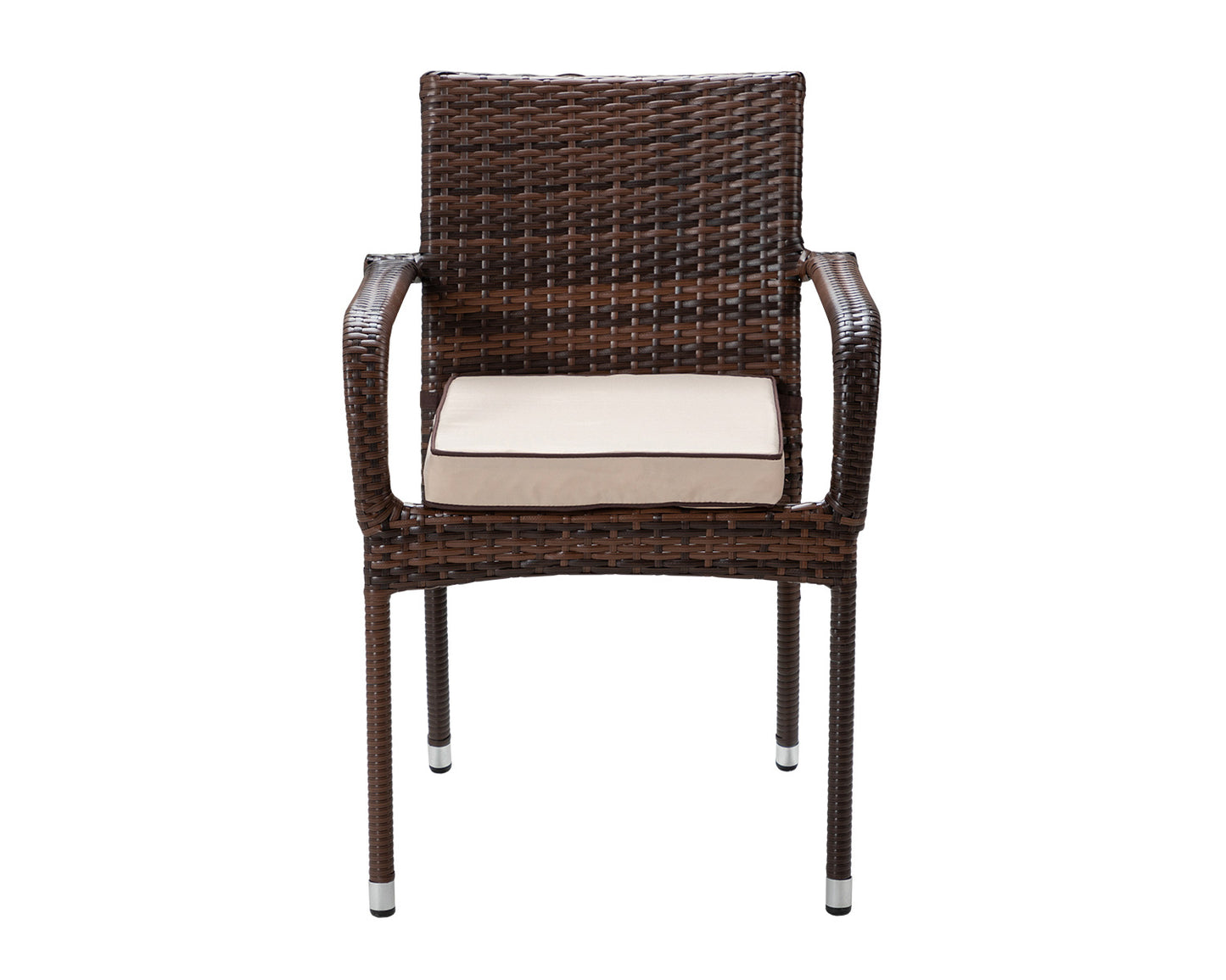 Roma 8 Rattan Garden Chairs, Large Round Dining Table and Lazy Susan Set in Chocolate and Cream