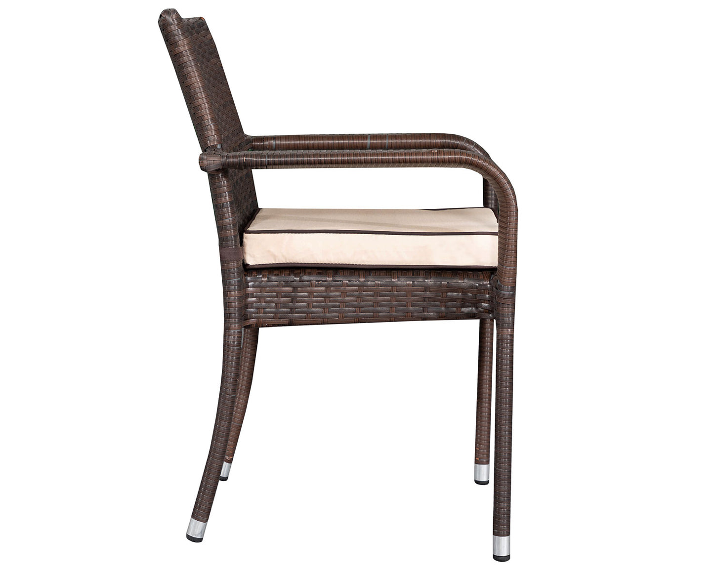 Roma 4 Stackable Chairs and Square Dining Table in Chocolate and Cream
