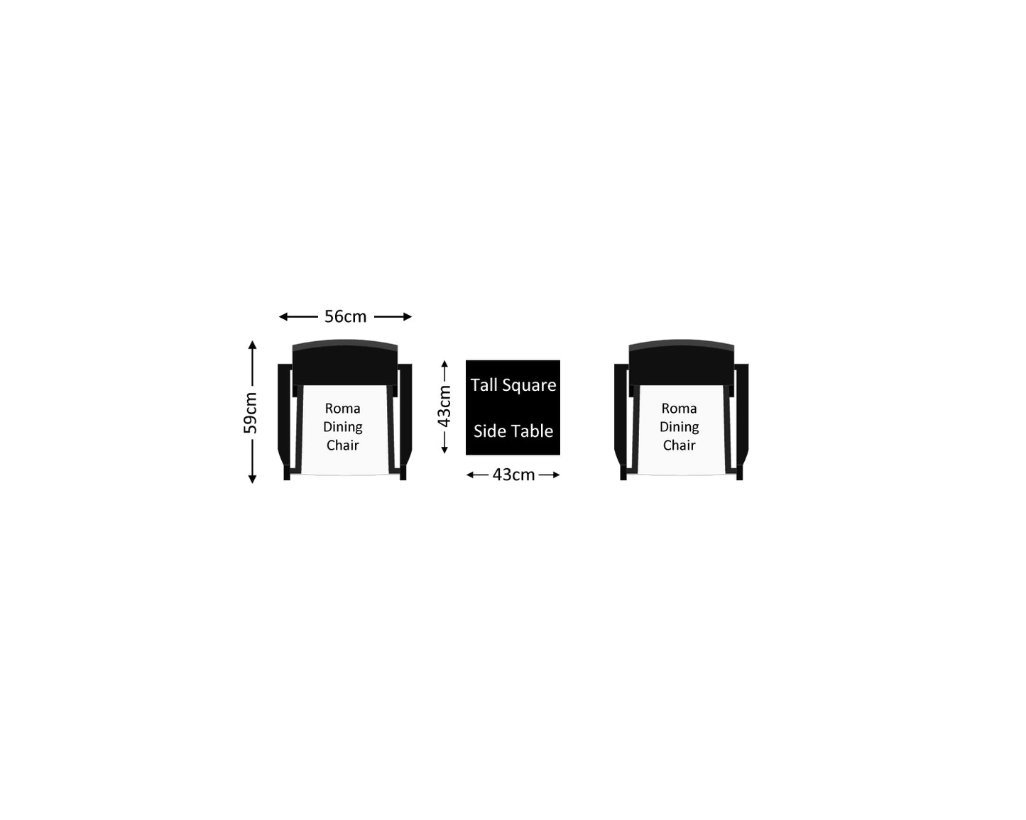 Roma Rattan Garden Bistro Square Set in Black and Vanilla