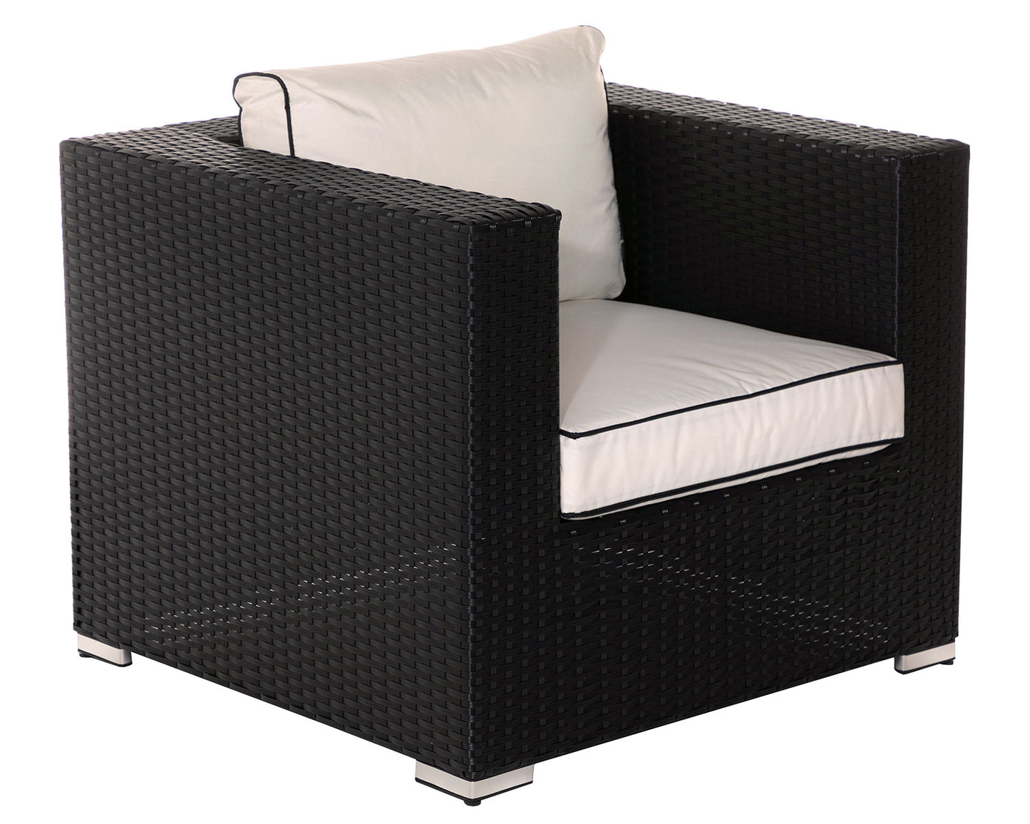 Ascot Rattan Garden Armchair in Black and Vanilla