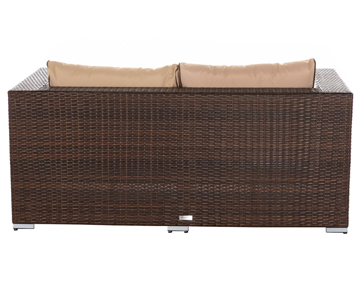 Ascot 2 Seater Rattan Garden Sofa in Chocolate Mix and Coffee Cream