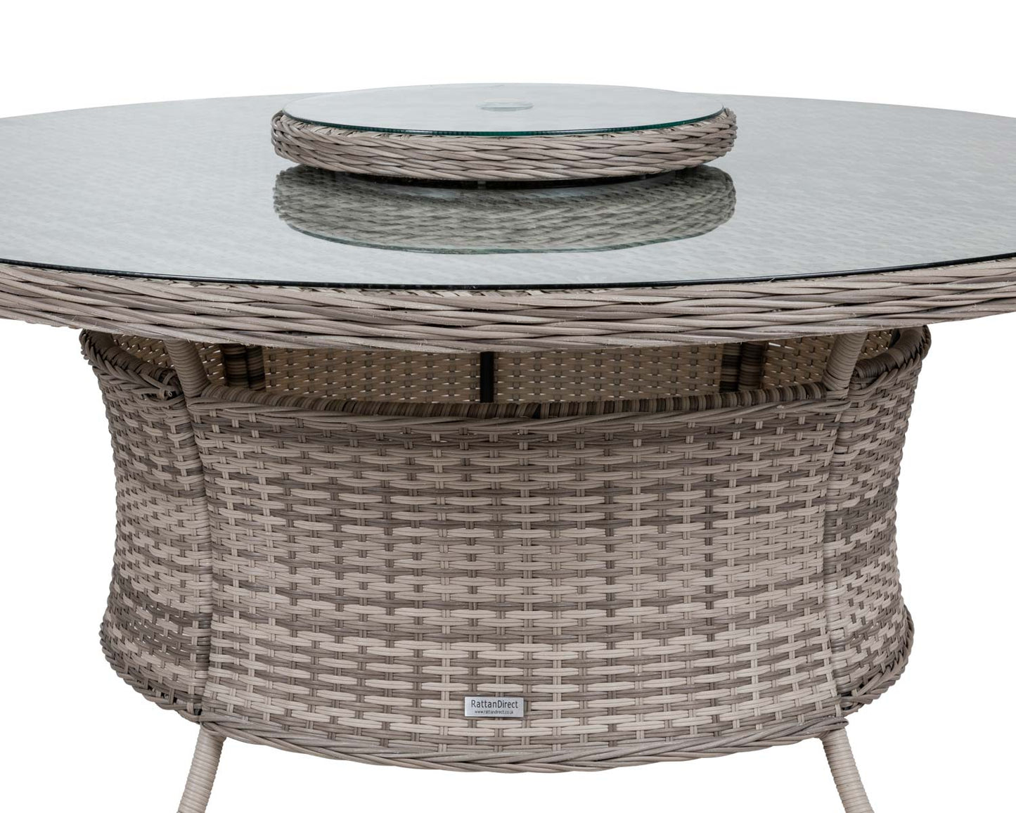 Cambridge 6 Rattan Chairs and Large Round Dining Table Set in Grey