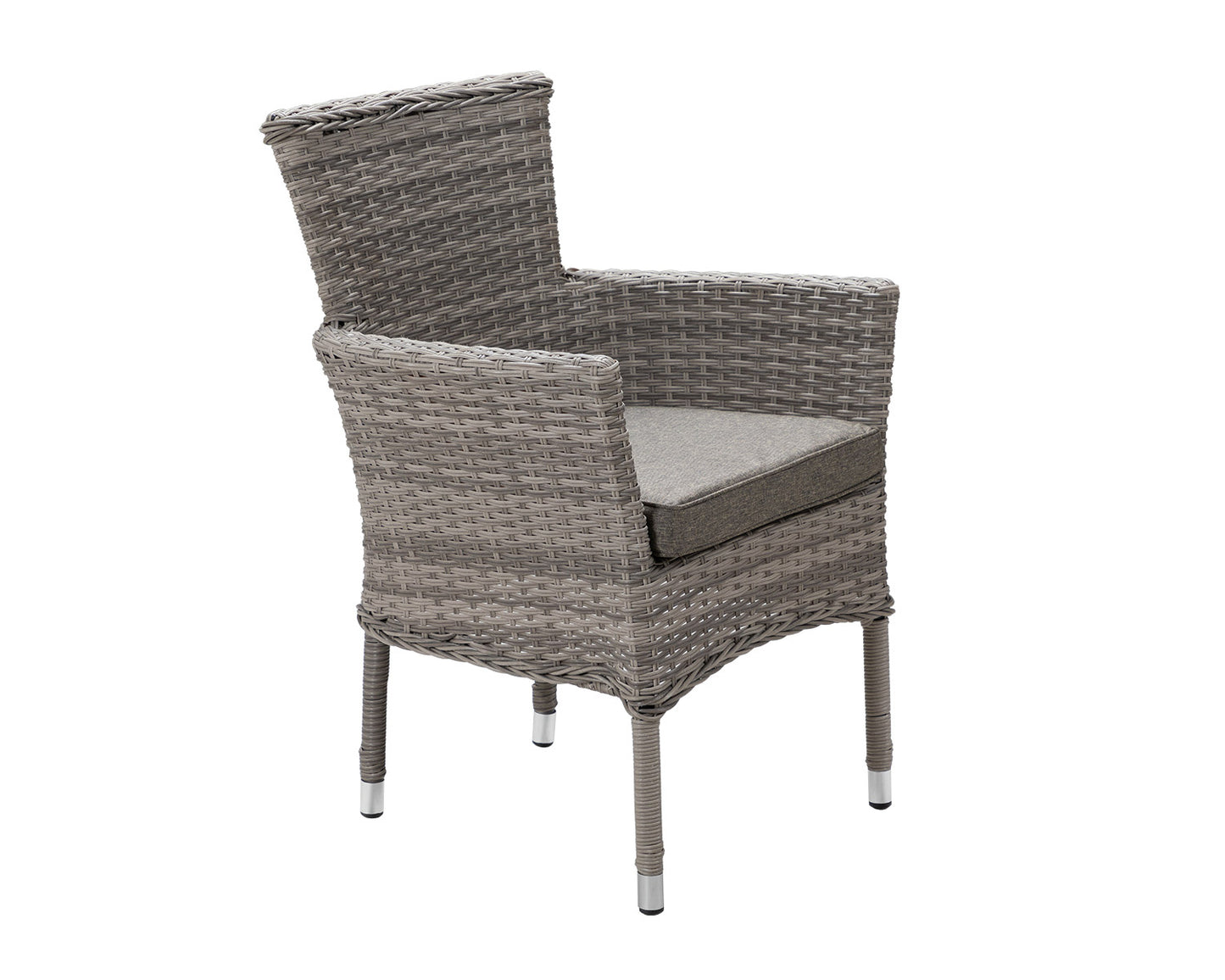 Cambridge 6 Rattan Chairs and Large Round Dining Table Set in Grey