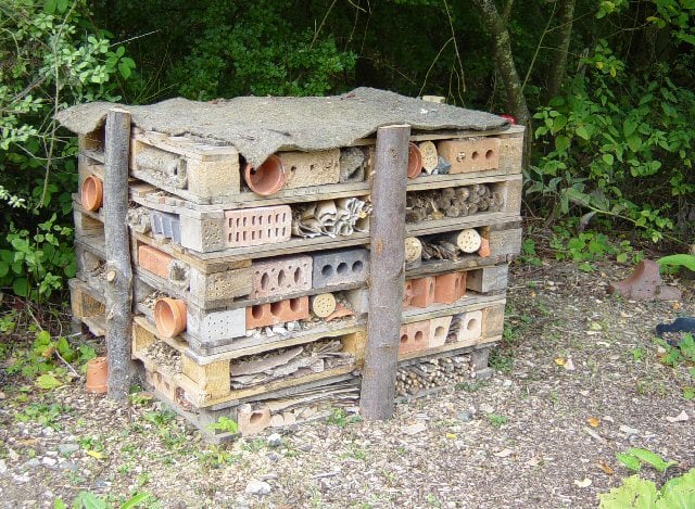 Insect hotel or bug mansion. Pallet