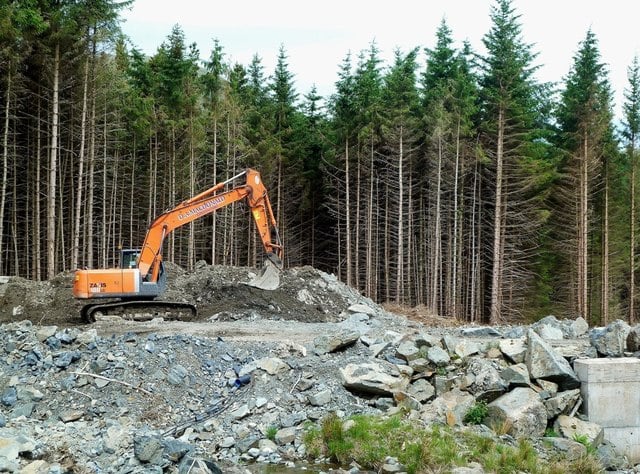 Construction work in Forrest Estate, near Drumbuie, Dumfries and Galloway. Garden dreams