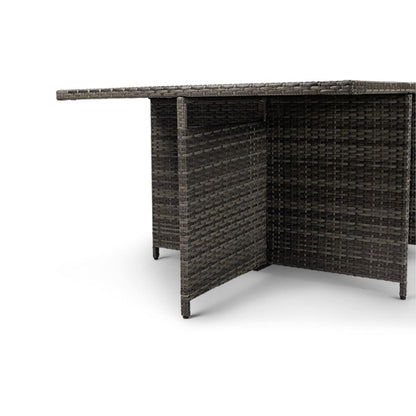 10 Seater Rattan Cube Outdoor Dining Set - Grey Weave Polywood Top