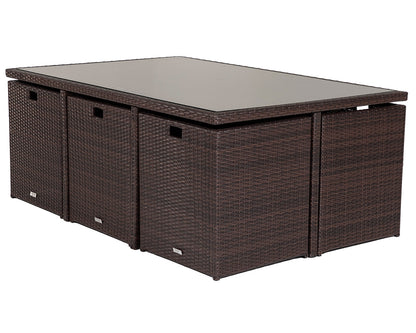 Barcelona 6 Seater Cube Set in Brown and Cream