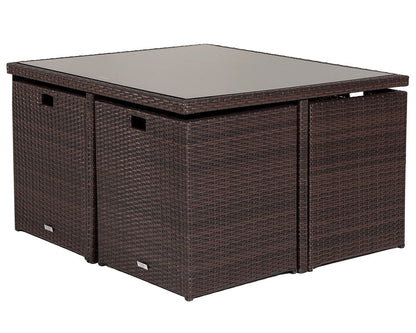 Barcelona 4 Seater Cube Set in Brown and Cream
