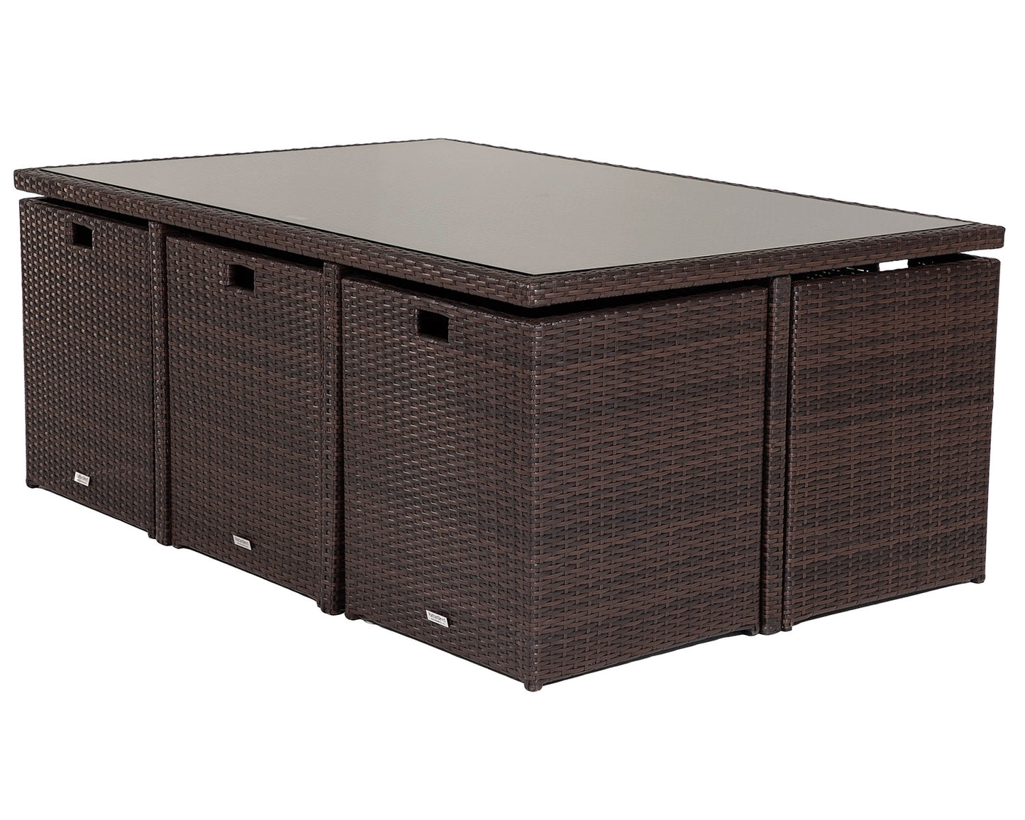 Barcelona 6 Seater Cube Set With Footstools in Brown and Cream