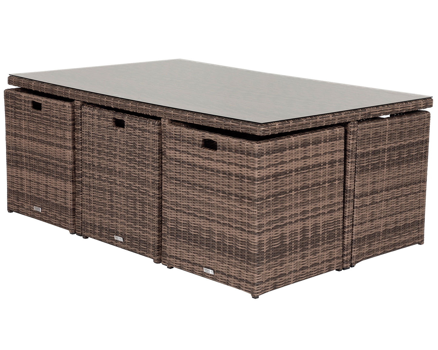 Barcelona 6 Seater Cube Set With Footstools in Truffle Brown and Cream