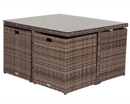 Barcelona 4 Seater Cube Set With Footstools in Truffle Brown and Cream