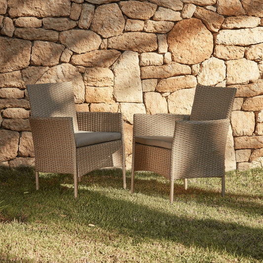 Kemble/Marston Outdoor Stackable Chair - Natural Brown - Set of 2 -  Laura James 