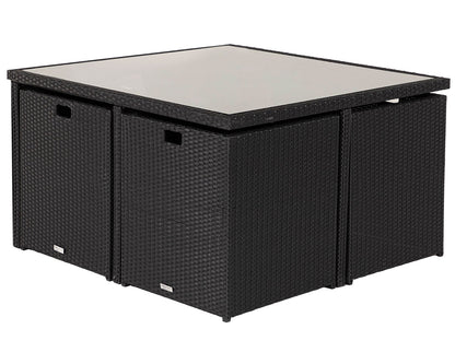 Barcelona 4 Seater Cube Set With Footstools in Black and Vanilla