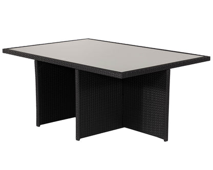 Barcelona 4 Seater Cube Set With Footstools in Black and Vanilla