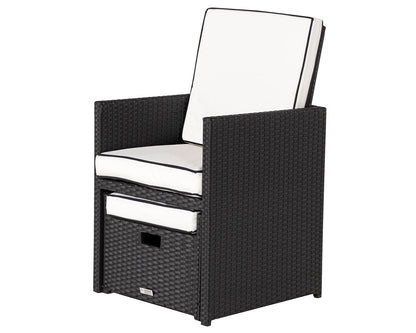 Barcelona 4 Seater Cube Set With Footstools in Black and Vanilla