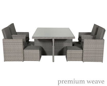 Barcelona 4 Seater Cube Set With Footstools in Grey