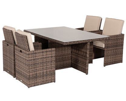 Barcelona 4 Seater Cube Set in Truffle Brown and Cream